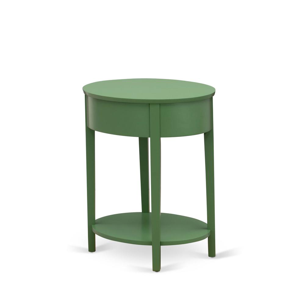 Left. East West Furniture - HI-12-ET Mid Century Modern Nightstand with 1 Wood Drawer, Stable and Sturdy Constructed - Clover Green Finish - Clover Green.