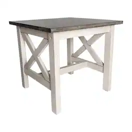 Flash Furniture - Jasper Farmhouse Style Solid Wood End Table with Traditional X-Frame Design in Acacia and Rustic White - Gray