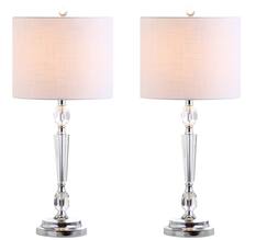 Front. Jonathan Y - Victoria 27" Crystal LED Table Lamp, Clear (Set of 2) - Clear.