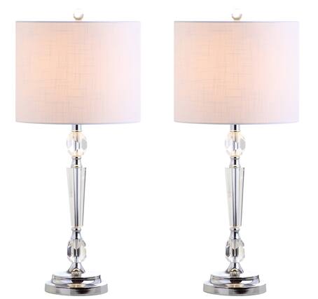 Front. Jonathan Y - Victoria 27" Crystal LED Table Lamp, Clear (Set of 2) - Clear.