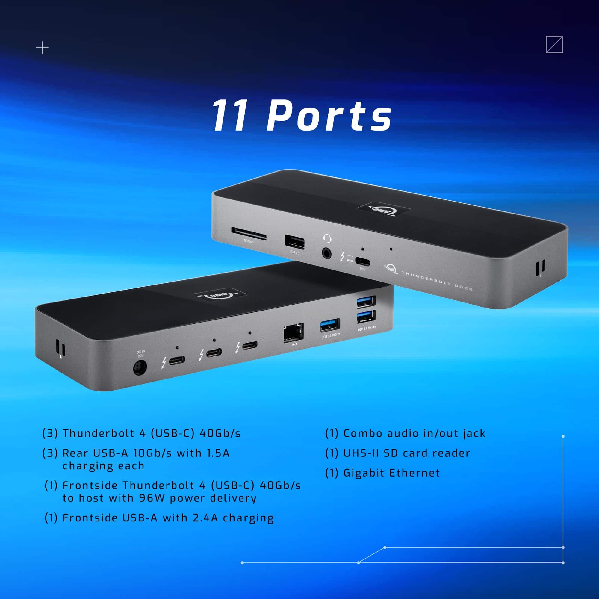 OWC 11 Port Thunderbolt Dock, 96W Charging, Single 8K Display or