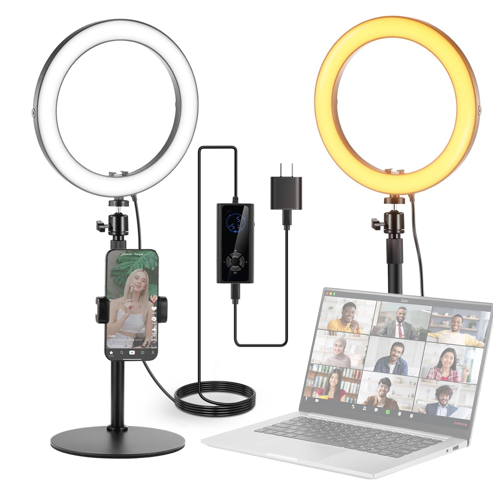 Neewer - 10" 20W Ring Light, Bi-Color CRI97+, USB-C PD, w/ Stand, RH10B
