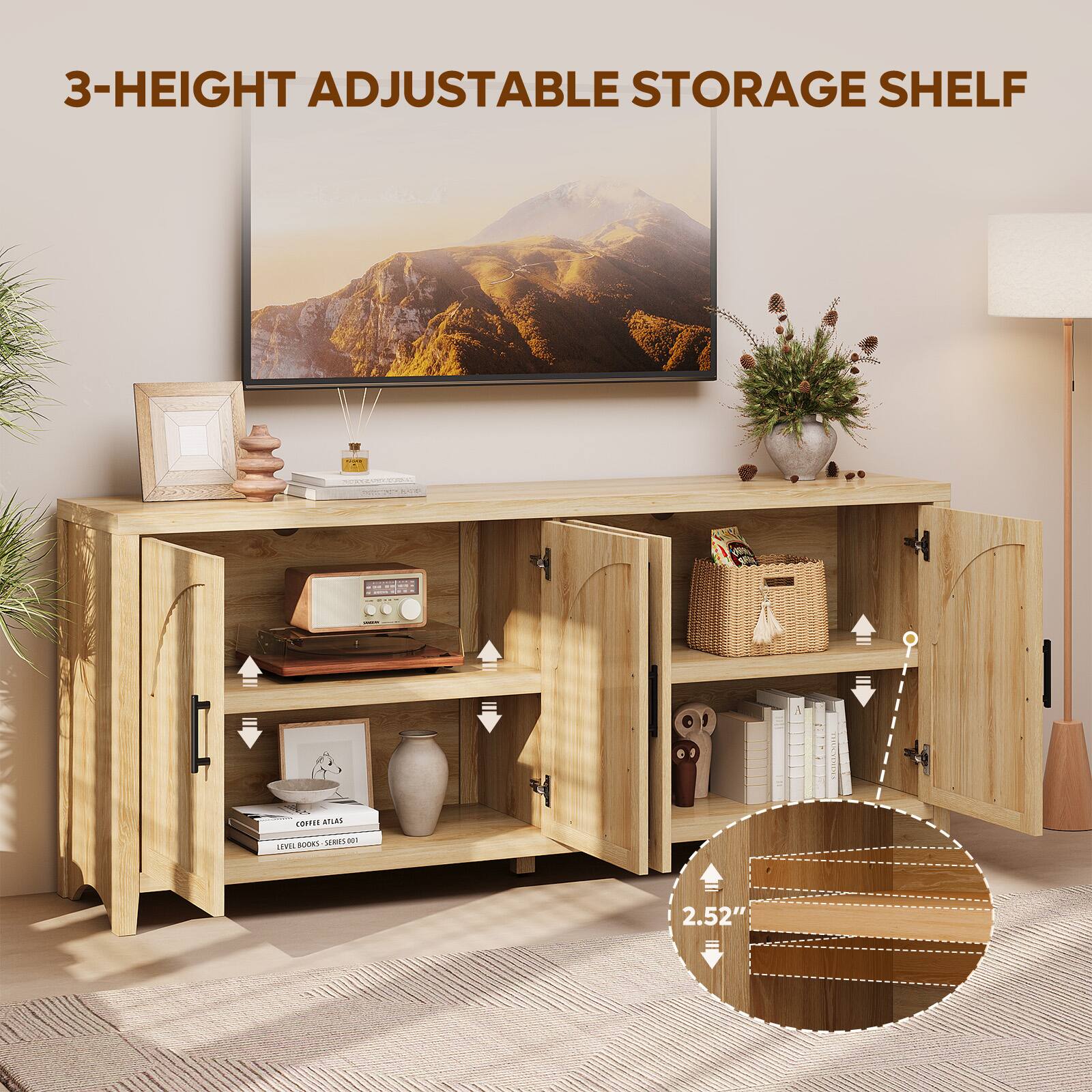 3-Height Adjustable Storage Shelf  
2.52"