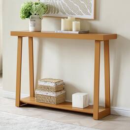 Kings Brand Furniture - Emma Narrow Console Table with Lower Shelf - Dark Yellow