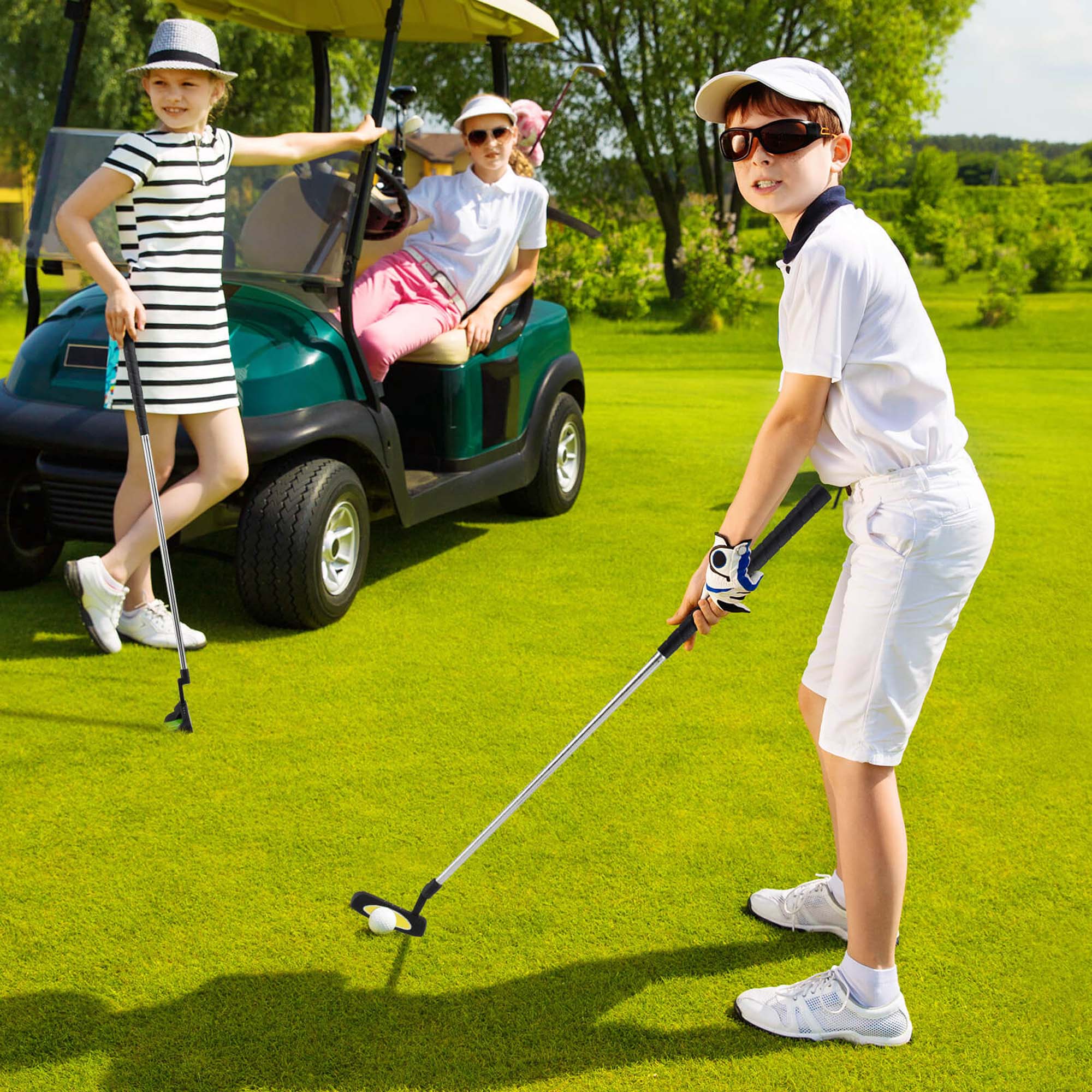 Alt View 1. Costway - Costway 27 Inch Junior Mallet Putter for Kids with Stainless Steel Shaft and Headcover Yellow - Yellow.