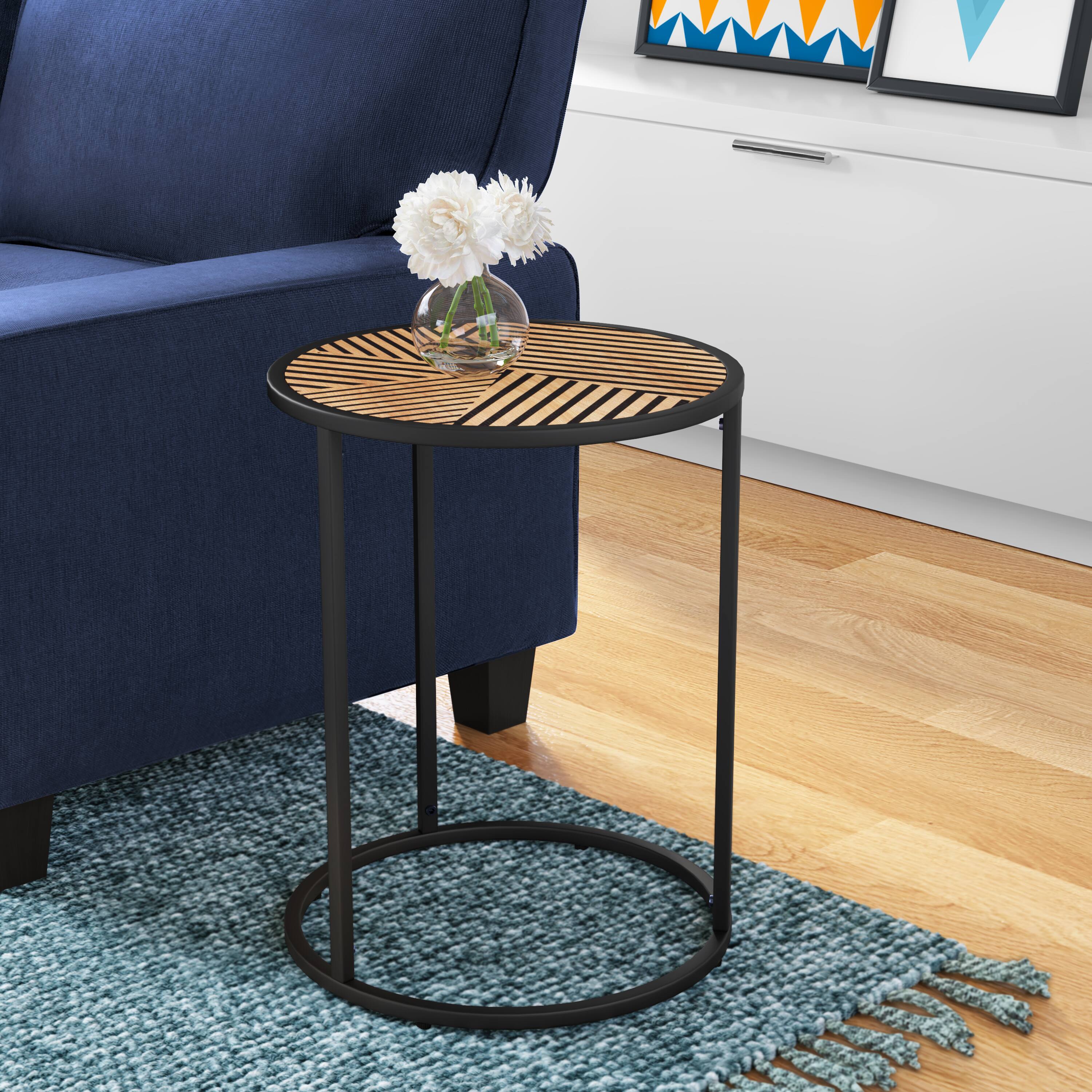 Angle. Click Decor - Click Decor Wilson Round Side Table, Carbon Black - Carbon Black.