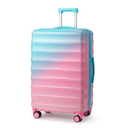 Front. Winado - 28" Carry-on Luggage Trolley PC+ABS Hardside Large Suitcase with Double Spinner Wheels & TSA Lock for Travel Business - Gradient pink to blue.