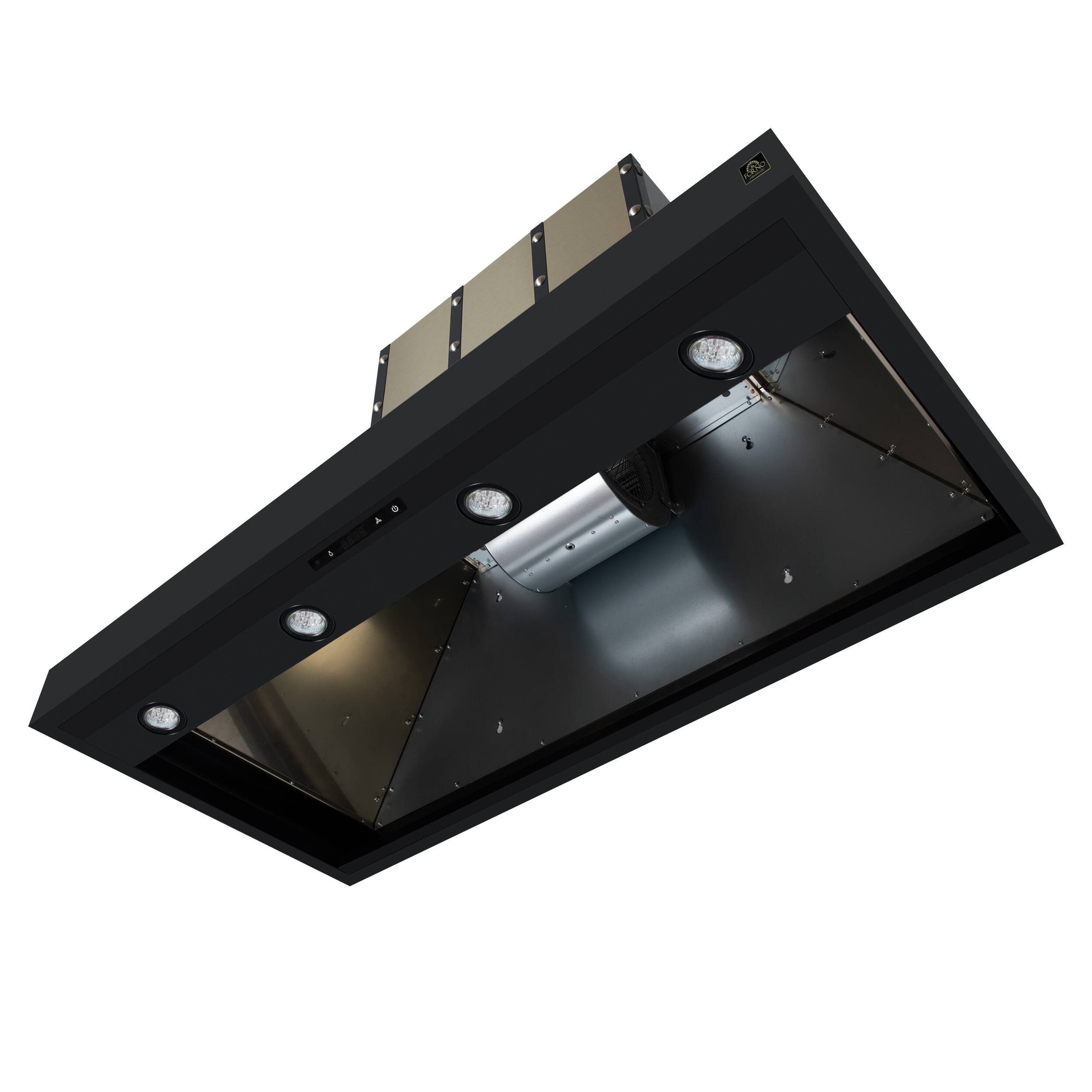 Alt View 2. Forno Appliances - Ambassador 48" Wall Mount Range Hood with Touch Controls, LED Lighting and Remote Control - Black with Copper Trim - Black/Copper.