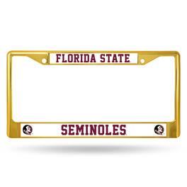 Rico Industries - Florida State Seminoles Gold Color Painted Chrome Metal License Plate Frame - Multi