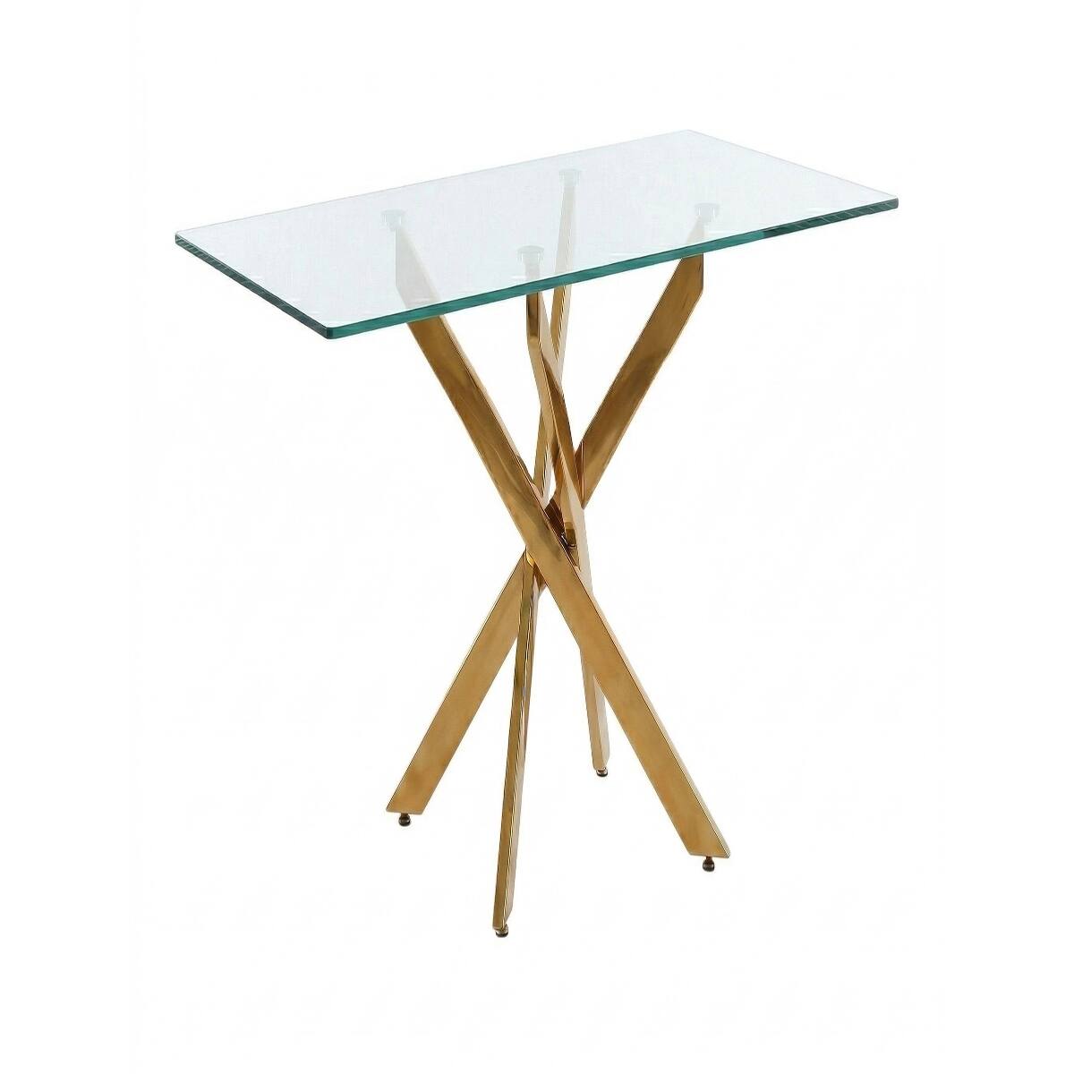 Alt View 1. Loheer - Loheer Rectangular Glass Dining Table with Gold Legs, 47 Inch Tempered Glass Table - Gold.