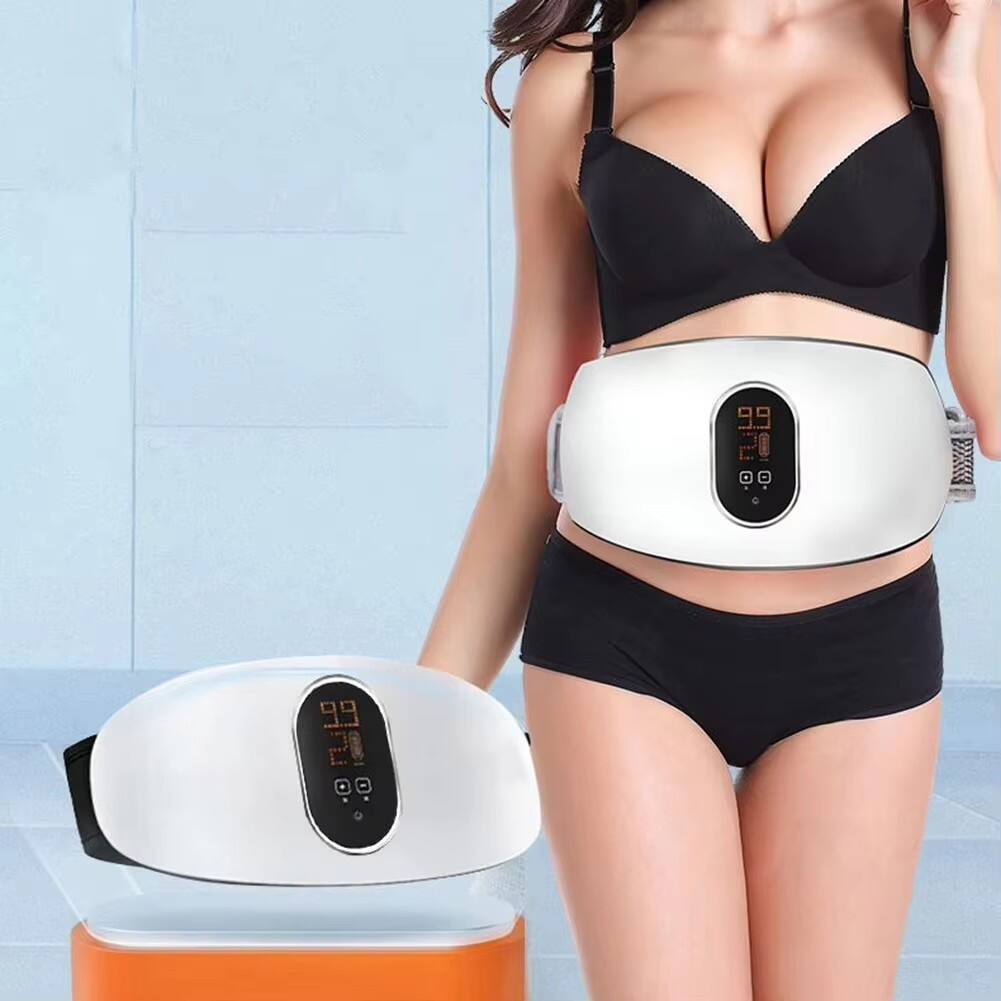 Alt View 1. Cluzine - Waist Massager Heating Rechargeable Multifunctional Massage Belt for Belly & Waist Relief White.