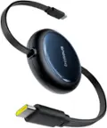 Front. Baseus - Baseus Nomos Retractable Charging Cable USB-C to USB-C 5 feet 100W Cosmic Black - Black.