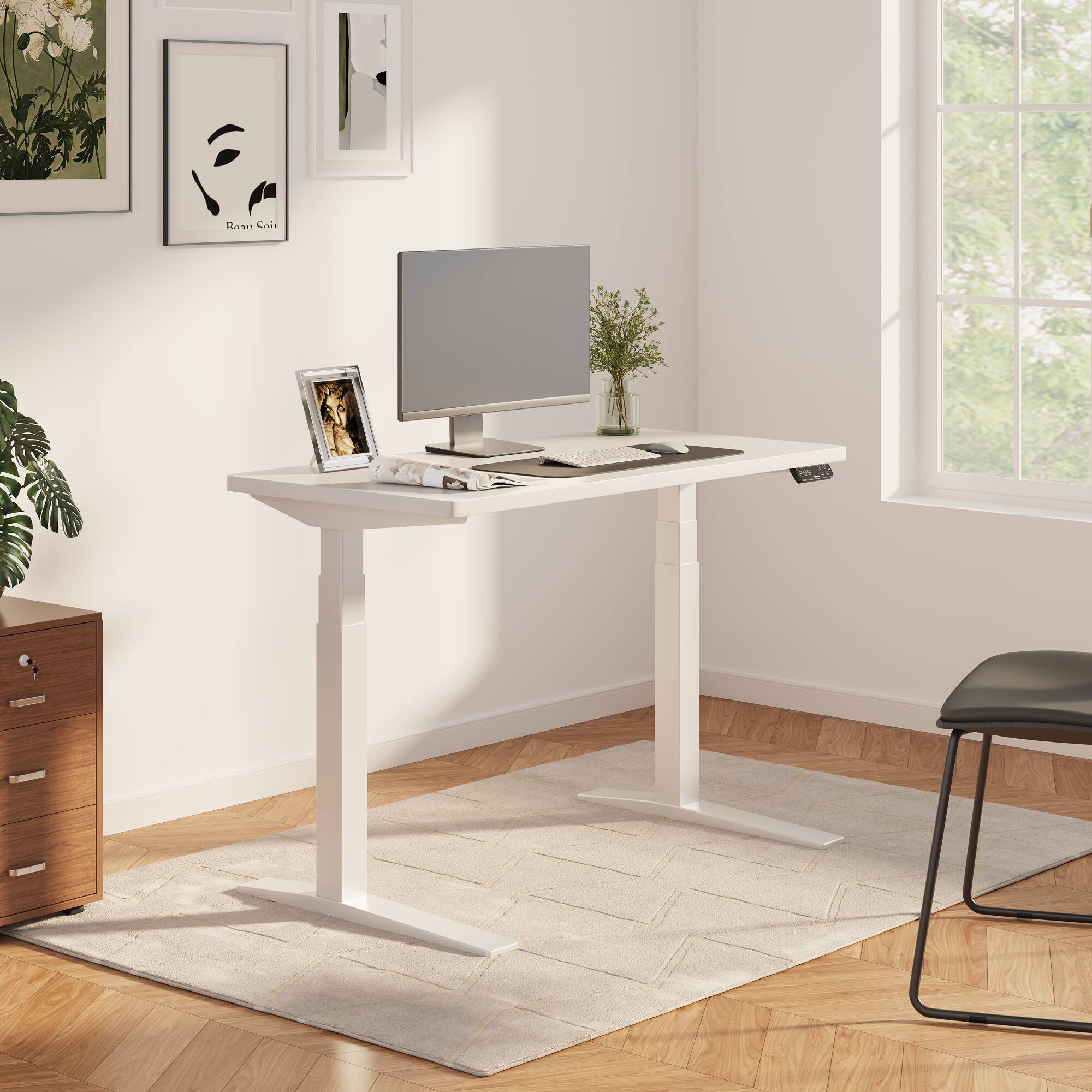 Alt View 4. FlexiSpot - FlexiSpot E7Pro 48''W Electric Adjustable Standing Desk Chipboard, White/White - White.