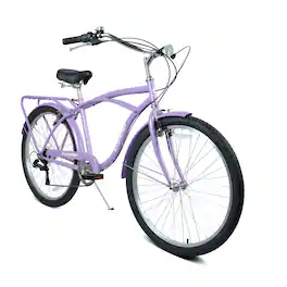 Anysun - 26" 7-Speed Beach Cruiser Bike for Men & Women - Steel Frame, Alloy Wheels & V-Brakes for Leisure & Commuting - Purple