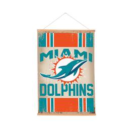 Evergreen Enterprises - Miami Dolphins 24" x 36" Antique Style Canvas Wall Art Tapestry with Wood Frame - Multicolor