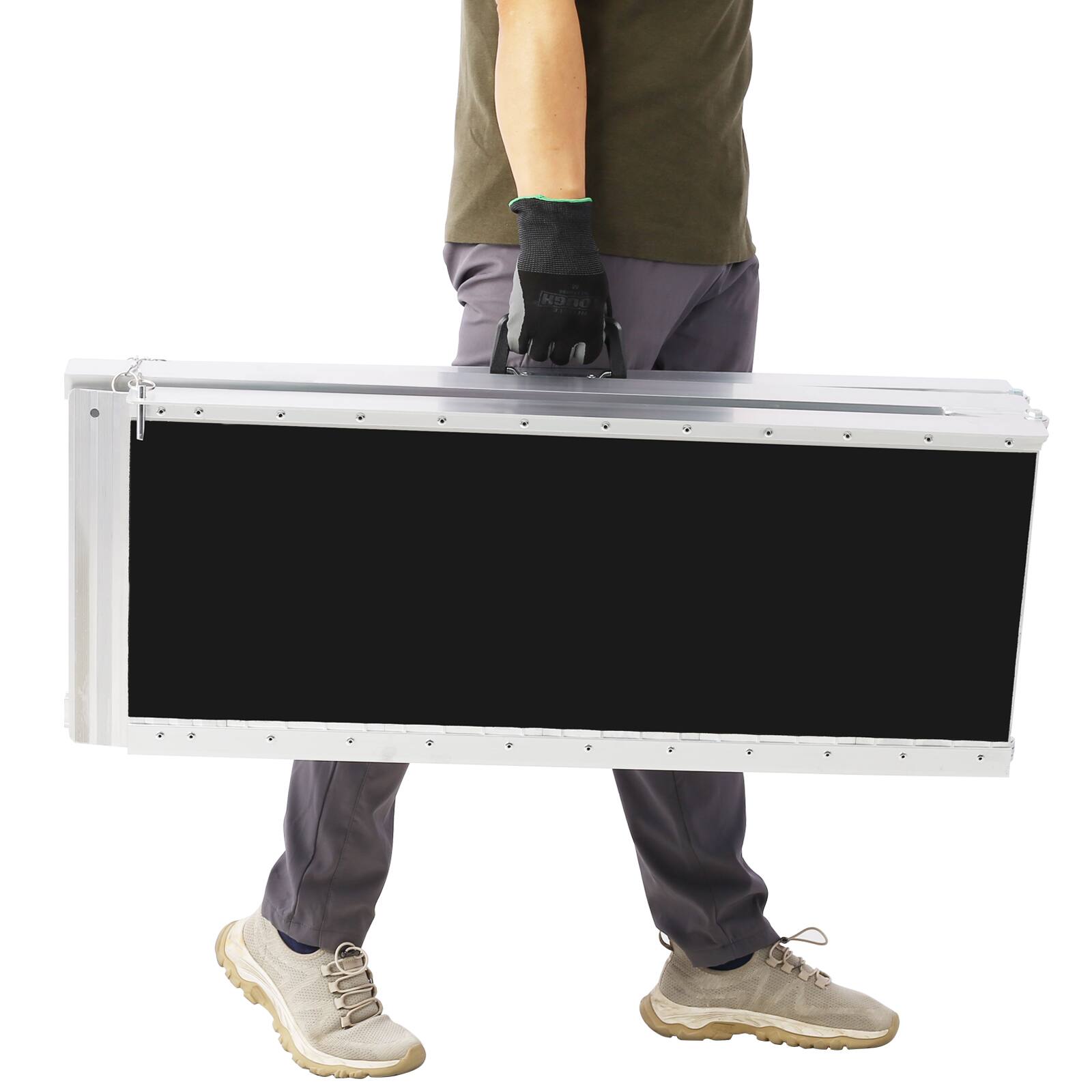 Alt View 4. ELEMENT ACE - 7ft Aluminum Threshold Ramp - Portable, Foldable, 600lb Capacity, Non-Skid, Two-Piece Design - Silver.