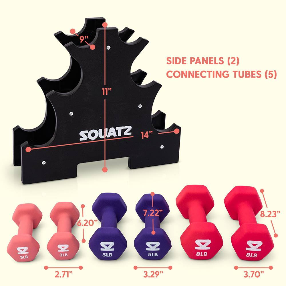 9"  
X  
SIDE PANELS (2)  
CONNECTING TUBES (5)  
11"  
SQUATZ 14"  
6.20"  
7.22"  
8.23"  
3LB  
3LB  
5LB  
5LB  
8LB  
8LB  
2.71"  
3.29"  
3.70"
