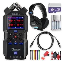 Zoom - H4essential 4-Track 32-Bit Float Audio Recorder + Headphones, Bundle