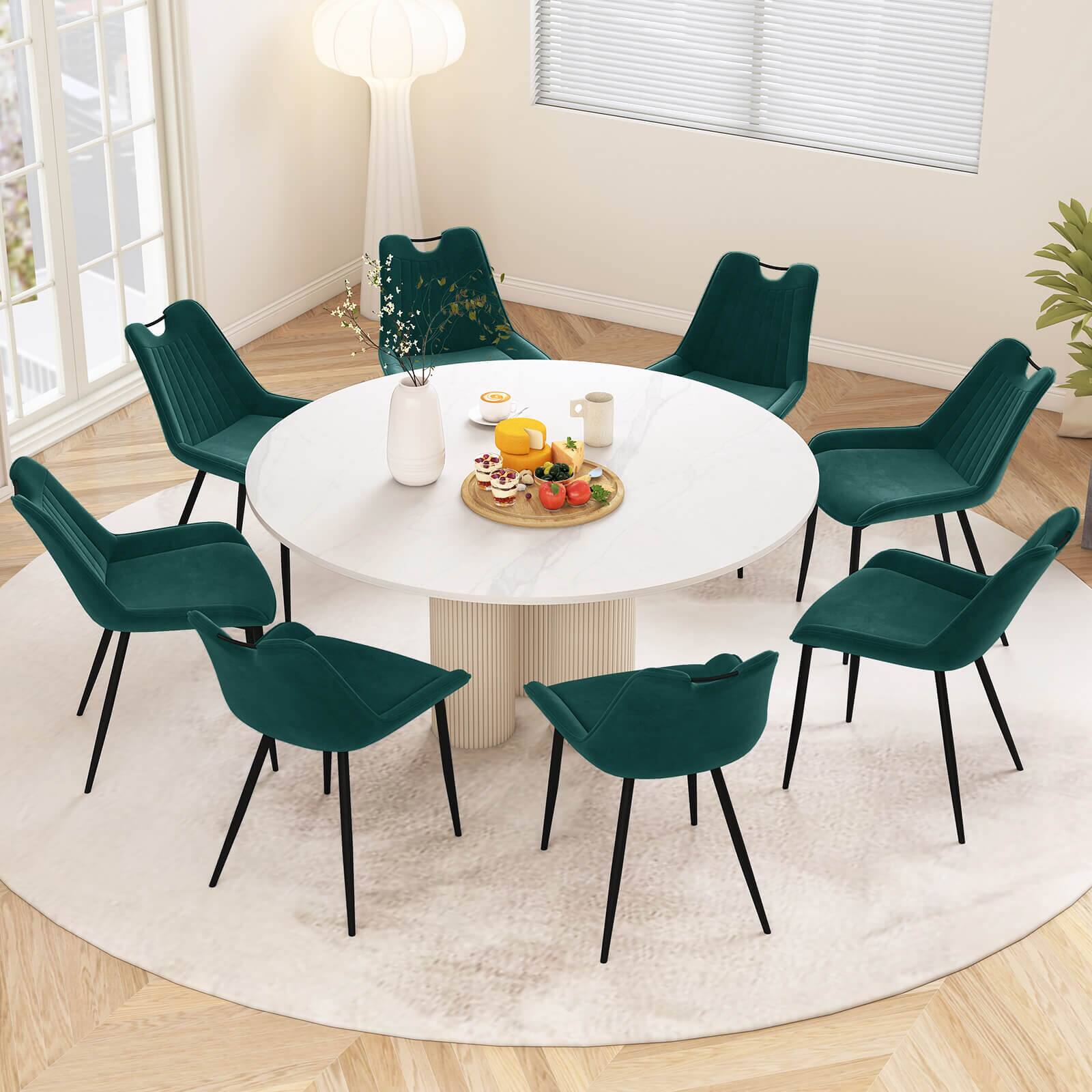 Alt View 4. Costway - Costway Dining Chair Set of 4 Soft Velvet Upholstered Kitchen Chairs with Metal Legs - Green.