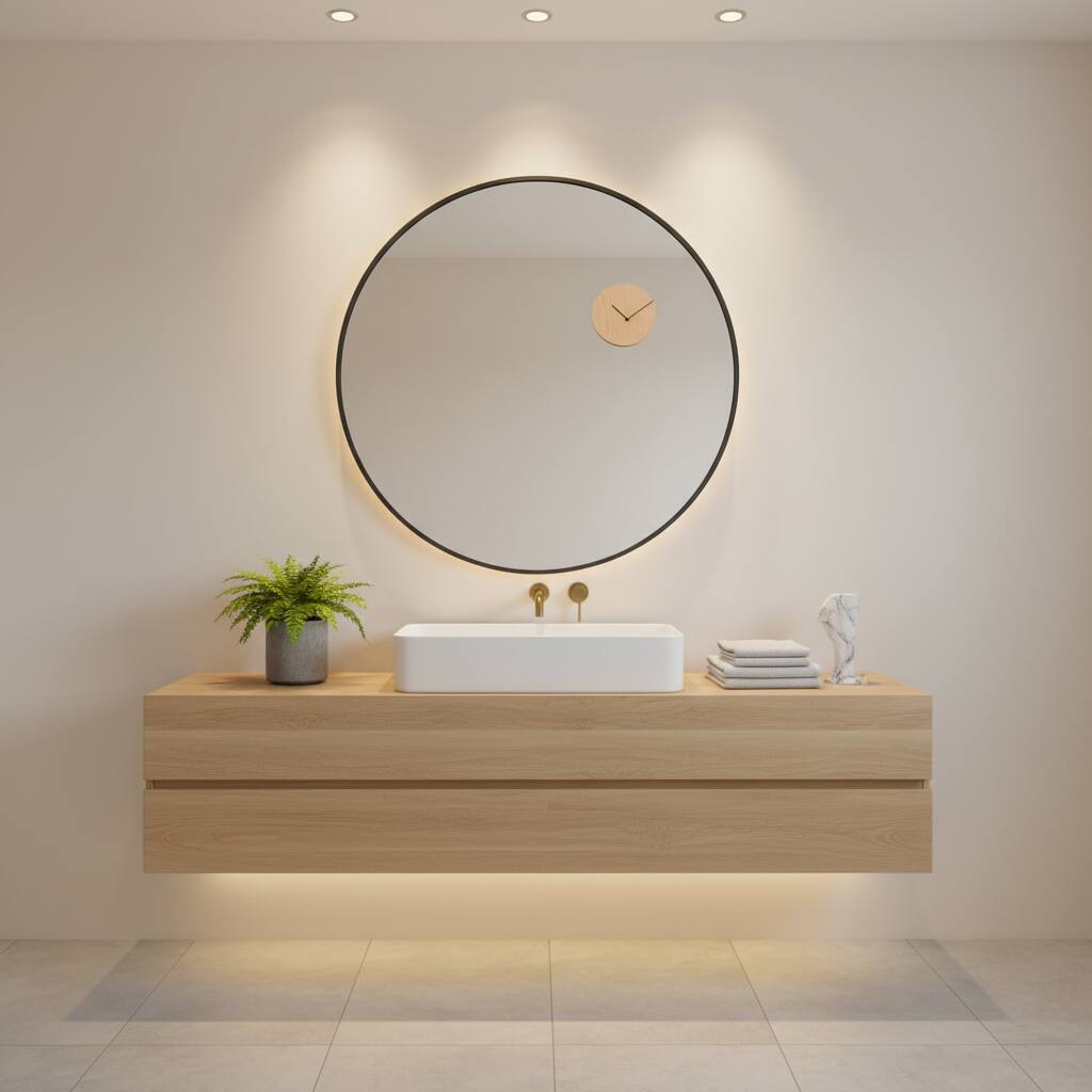 Angle. AOITUN - Elegant Wall-Mounted Mirrors for Bathrooms - Round Black Frame Mirror 20 Inch.