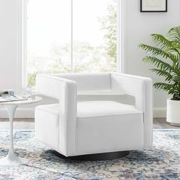 Booth Performance Velvet Performance Velvet Swivel Armchair by Modway - White