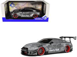 Solido - 2020 Nissan GT-R (R35) RHD (Right Hand Drive) with Liberty Walk 2.0 Body Kit Dark Silver "Catalogue Design" 1/18 - Multicolor