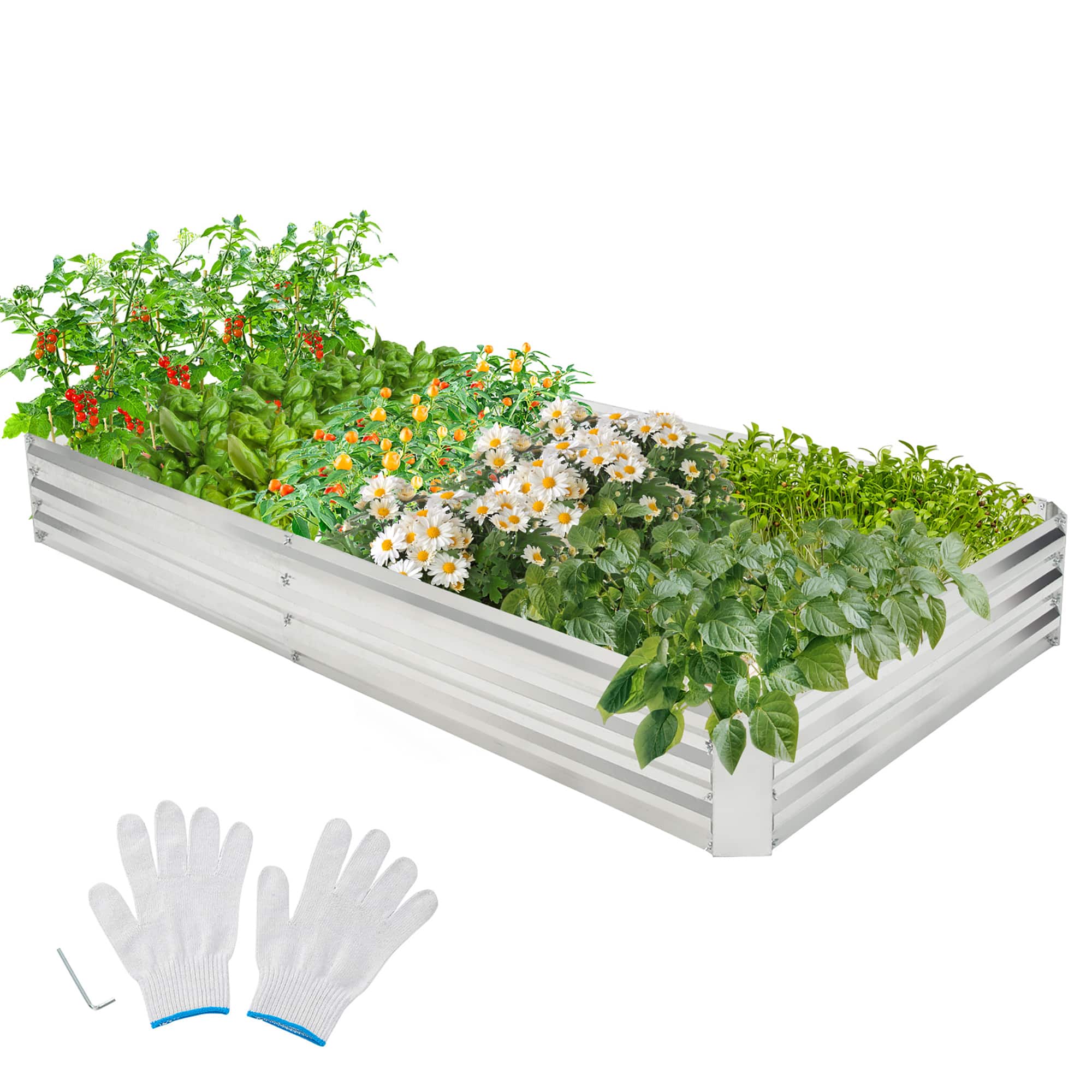 Costway - 8 x 4 x 1FT Galvanized Raised Garden Bed Heavy-Duty Elevated Rectangle Plant Box - Silver price history on PriceWatchPro