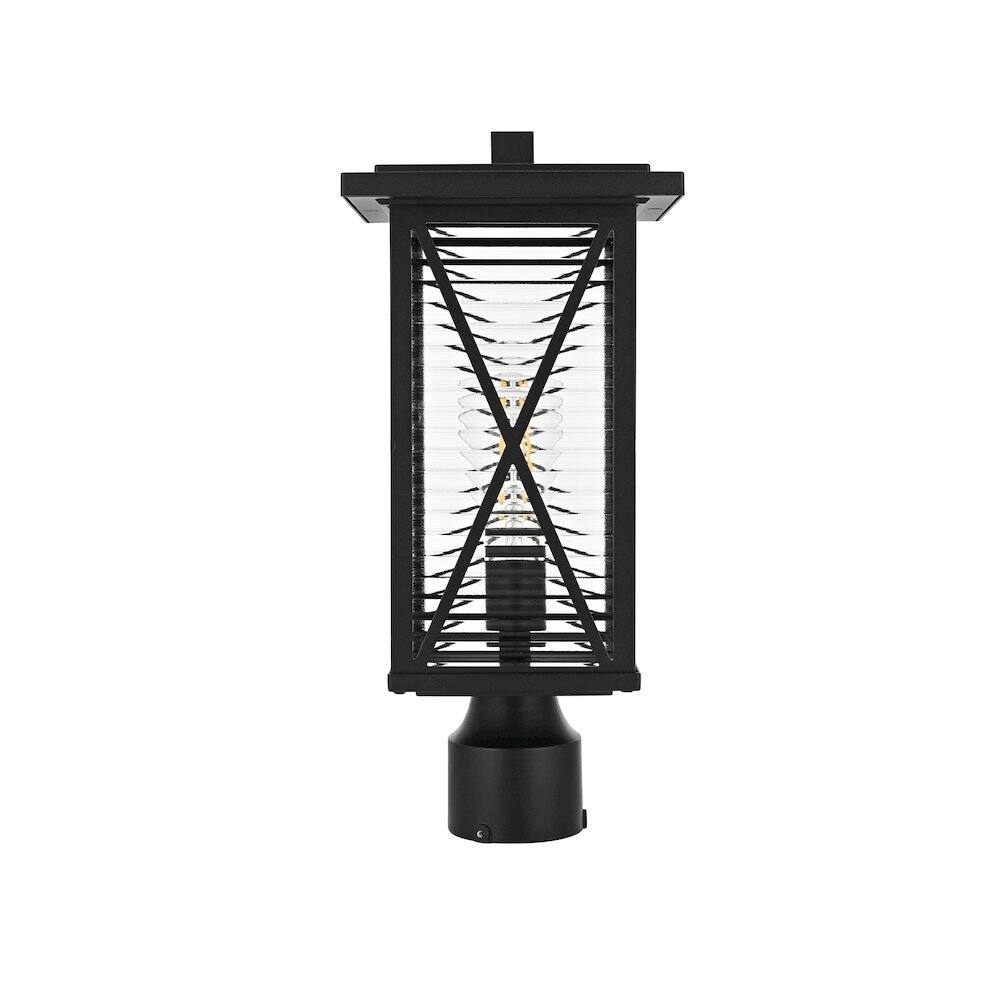 Left. Elegant Lighting - Jada 16 inch Outdoor Post light in Black - Black And Clear.