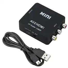 Kitcheniva - Composite AV to HDMI Converter RCA CVBS Adapter 1080P for TV Display - Black
