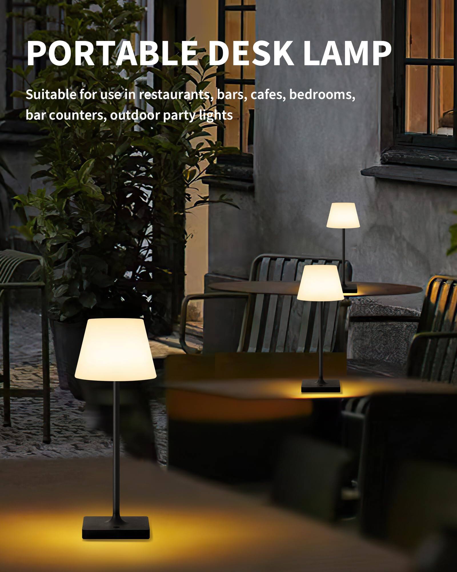 PORTABLE DESK LAMP

Suitable for use in restaurants, bars, cafes, bedrooms, bar counters, outdoor party lights