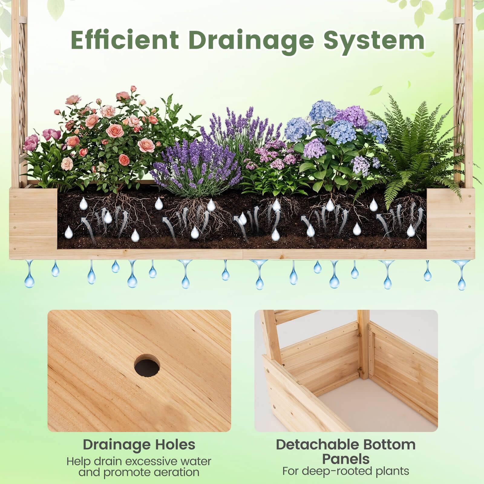 Efficient Drainage System

Drainage Holes
Help drain excessive water and promote aeration

Detachable Bottom Panels
For deep-rooted plants