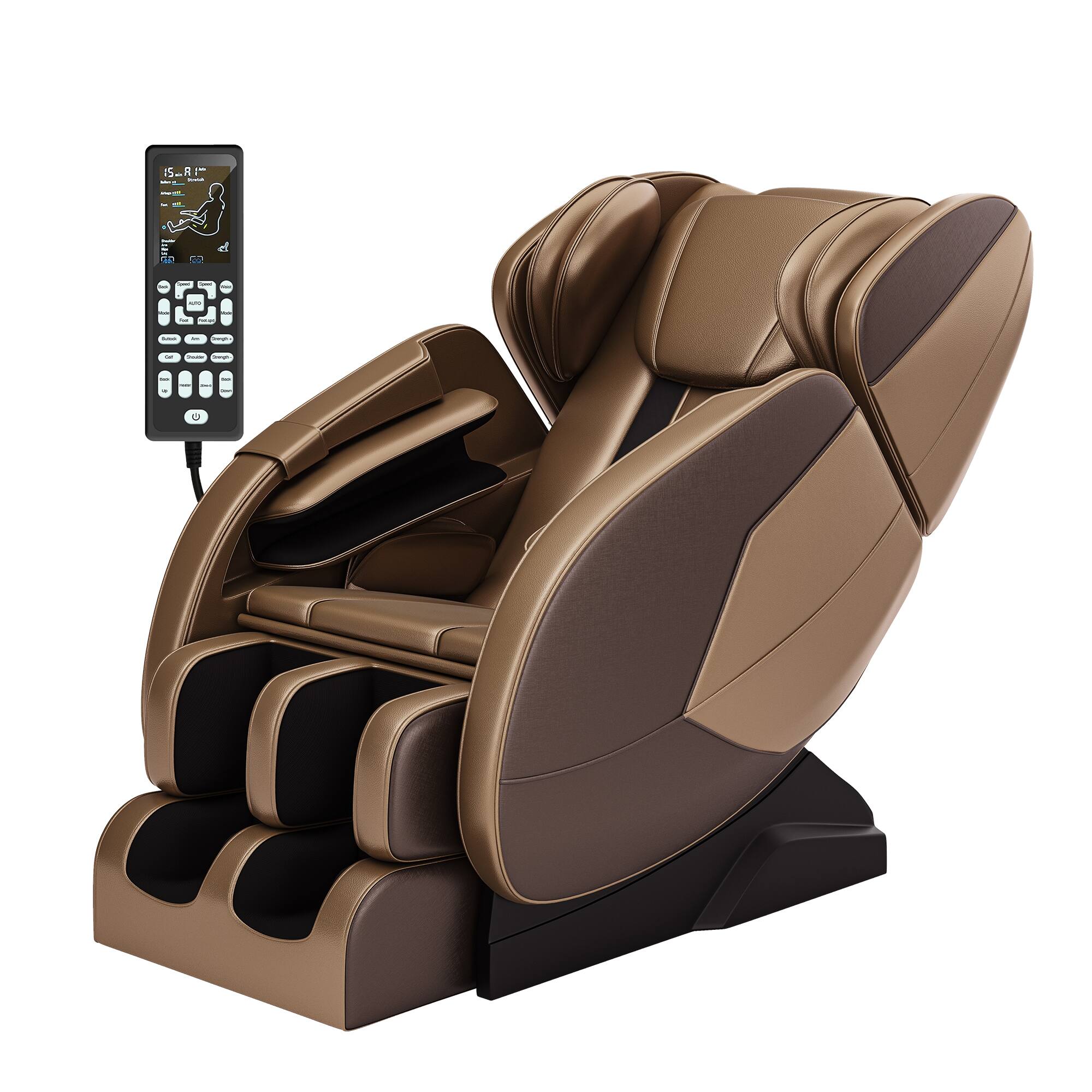Front. Essen Blissed - Favor MM450 Full Body Zero Gravity with Shiatsu Massage Chai - Brown.