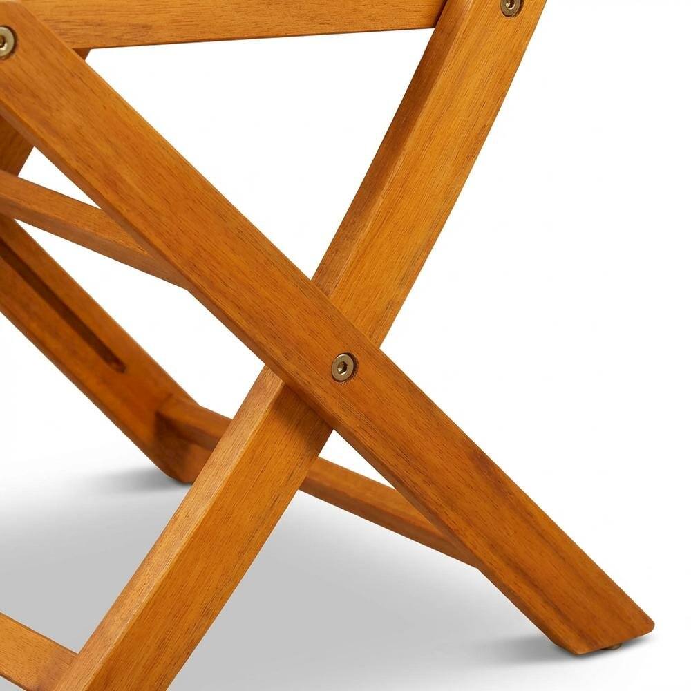 Left. Outdoor Escape - Neutral Oil Foldable Outdoor Dining Chairs with Acacia Wood Set of 2 - Brown.