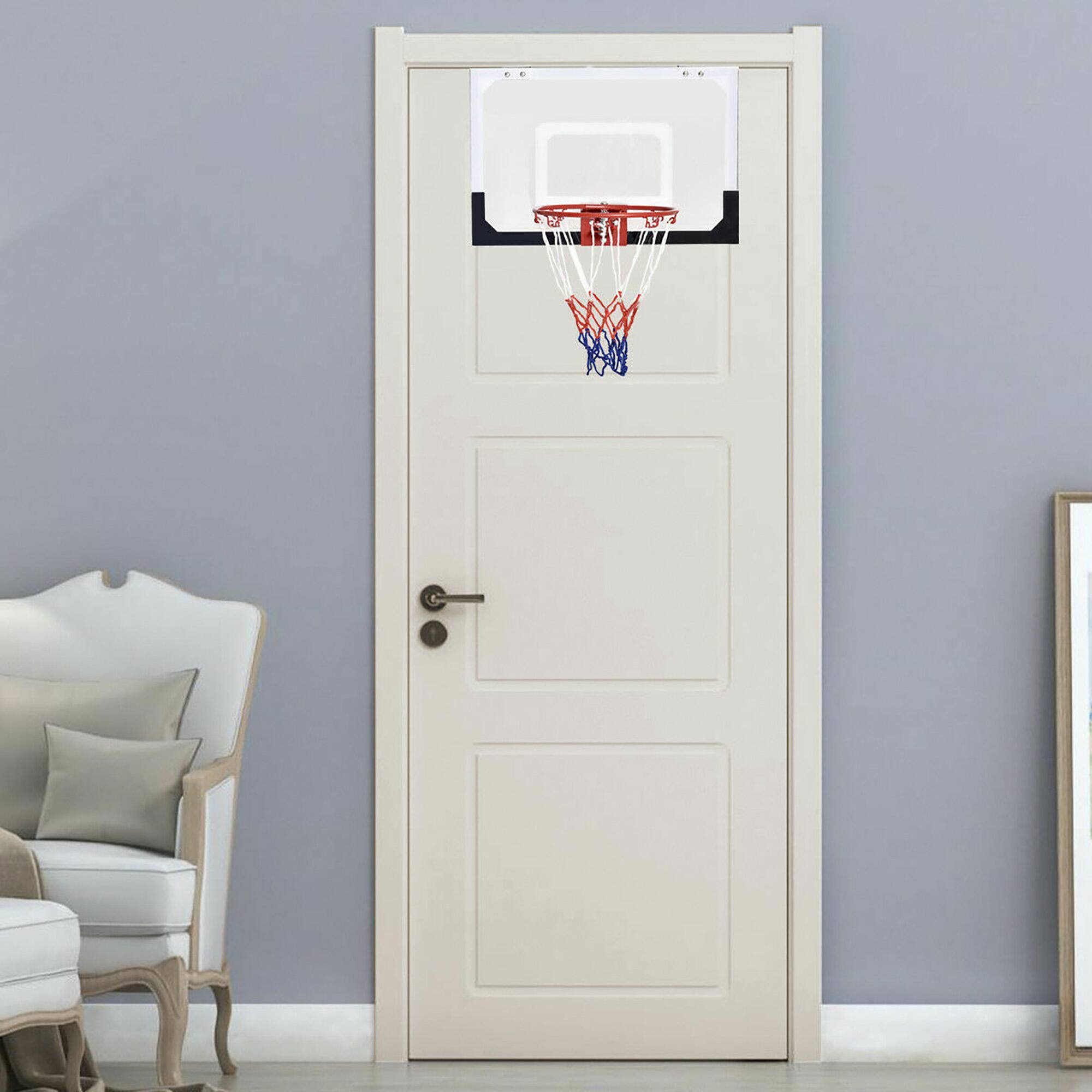 Alt View 3. Gymax - Gymax Over-The-Door Mini Basketball Hoop Includes Basketball & Hand Pump Indoor Sports - White.