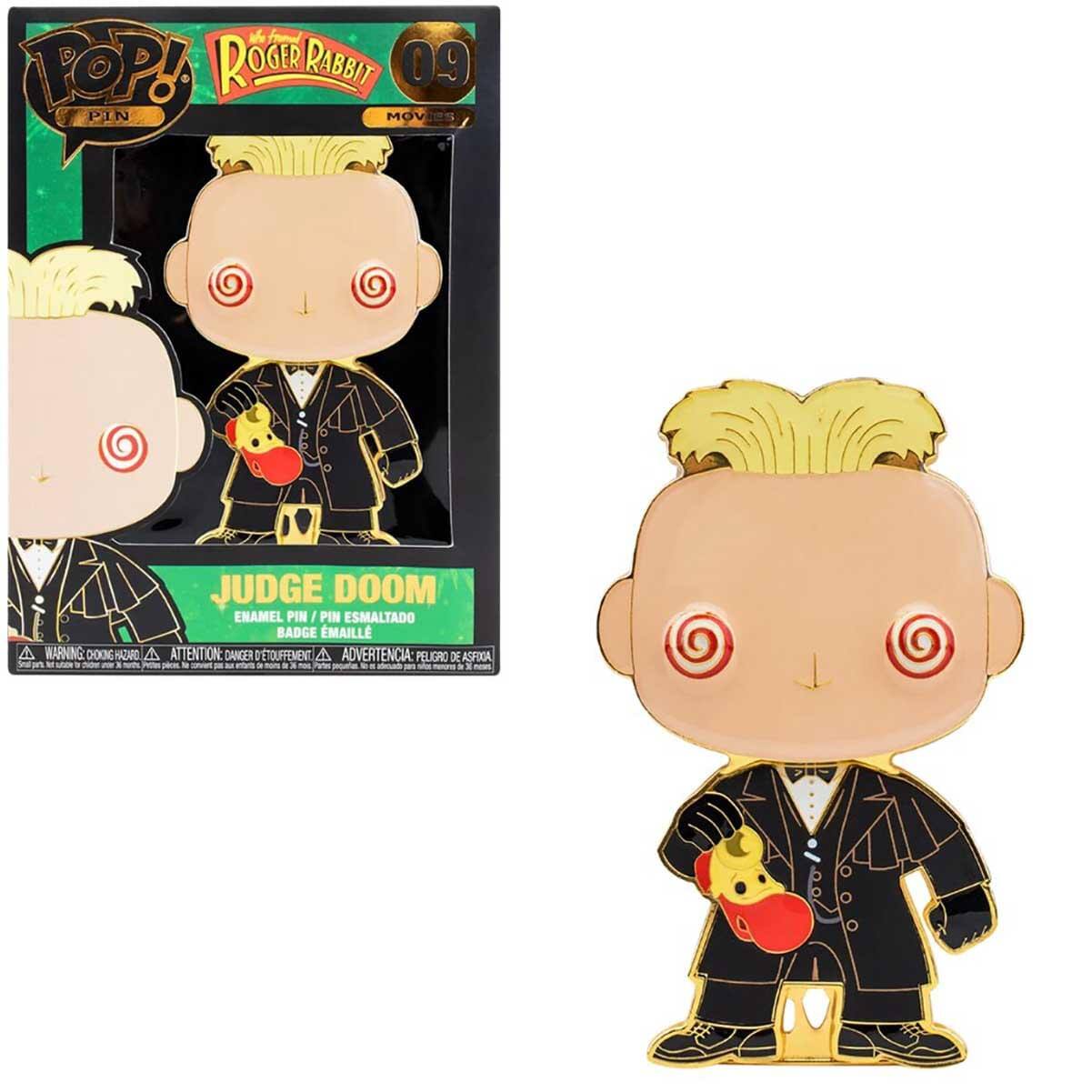Sure, here is the corrected and grouped text:

---

**Top! Roger Rabbit 09 Pin Movies**

**Judge Doom**

**Enamel Pin / Pin Esmaltado / Badge Emaillé**

**Warning: Choking Hazard - Small Parts. Not for children under 3 years.**

**Attention: Danger d'étouffement - Risque d'étouffement. Ne convient pas aux enfants de moins de 3 ans.**

**Advertencia: Peligro de asfixia. No es adecuado para menores de 3 años.**

---