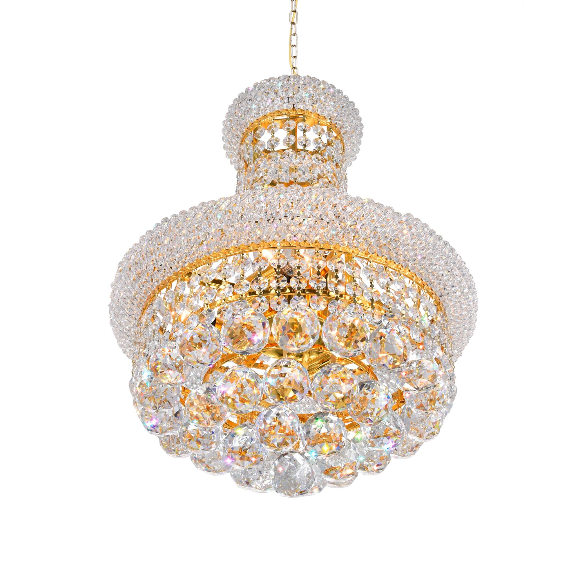 Angle. CWI Lighting - Empire 6 Light Chandelier With Gold Finish - Gold.