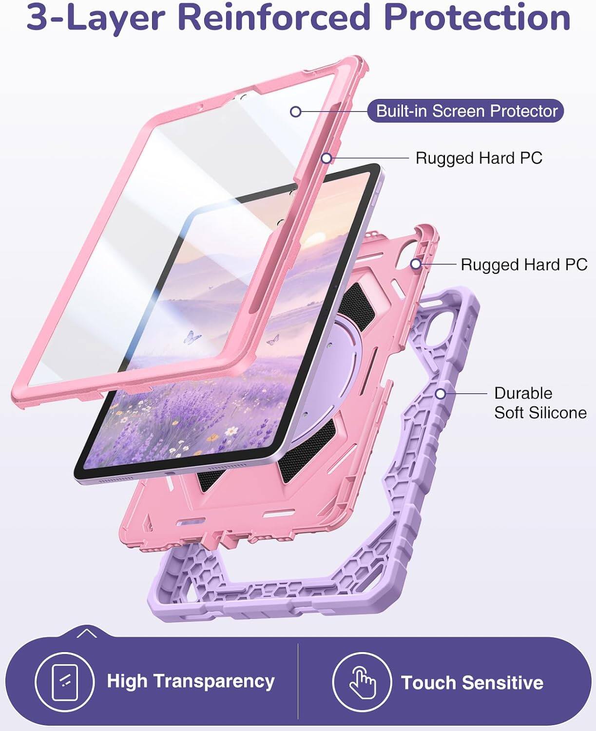 3-Layer Reinforced Protection
- Built-in Screen Protector
- Rugged Hard PC
- Rugged Hard PC
- Durable Soft Silicone
- High Transparency
- Touch Sensitive
