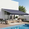 VEVOR - Manual Retractable Awning, 11.5' x 9.8' Outdoor Patio Awning Retractable Sun Shade, Patio Door Window Water-Resistant - Dark Gray