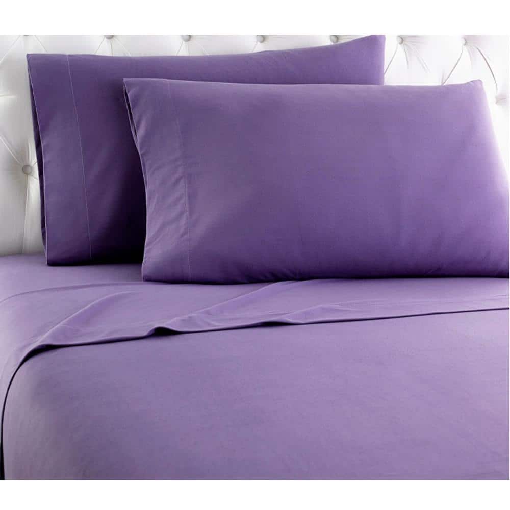 Shavel Home Products - Shavel Micro Flannel High Quality Sheet Set - Queen Flat/Fitted Sheet 92x108/80x60x18" 2-Pillowcase 21x32" - Plum
