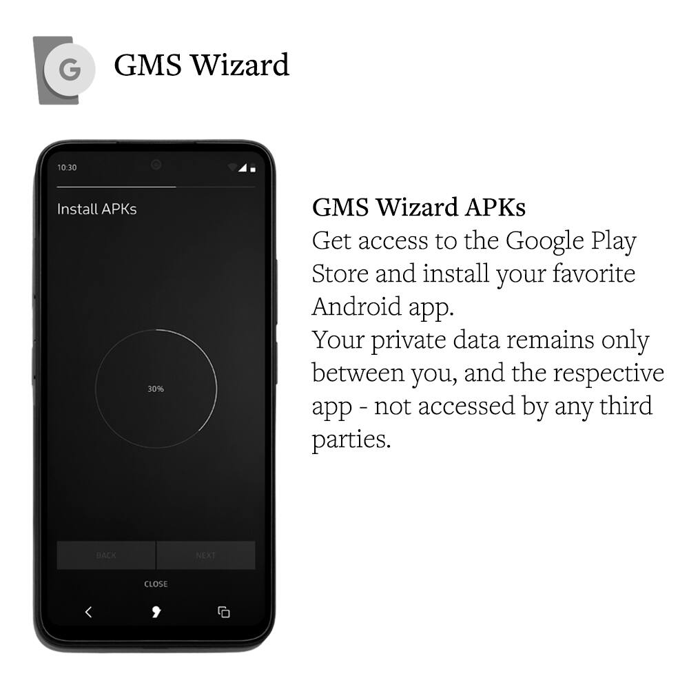 GMS Wizard

10:30

Install APKs 30%

GMS Wizard APKs
Get access to the Google Play Store and install your favorite Android app. Your private data remains only between you, and the respective app - not accessed by any third parties.

BACK NEXT CLOSE
