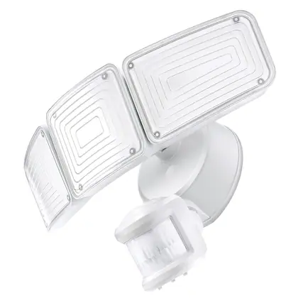Front. Home Zone Security - SMD 240° 3-Light Motion-Sensing Linkable LED Flood Light, 5,000 Lumens - White.