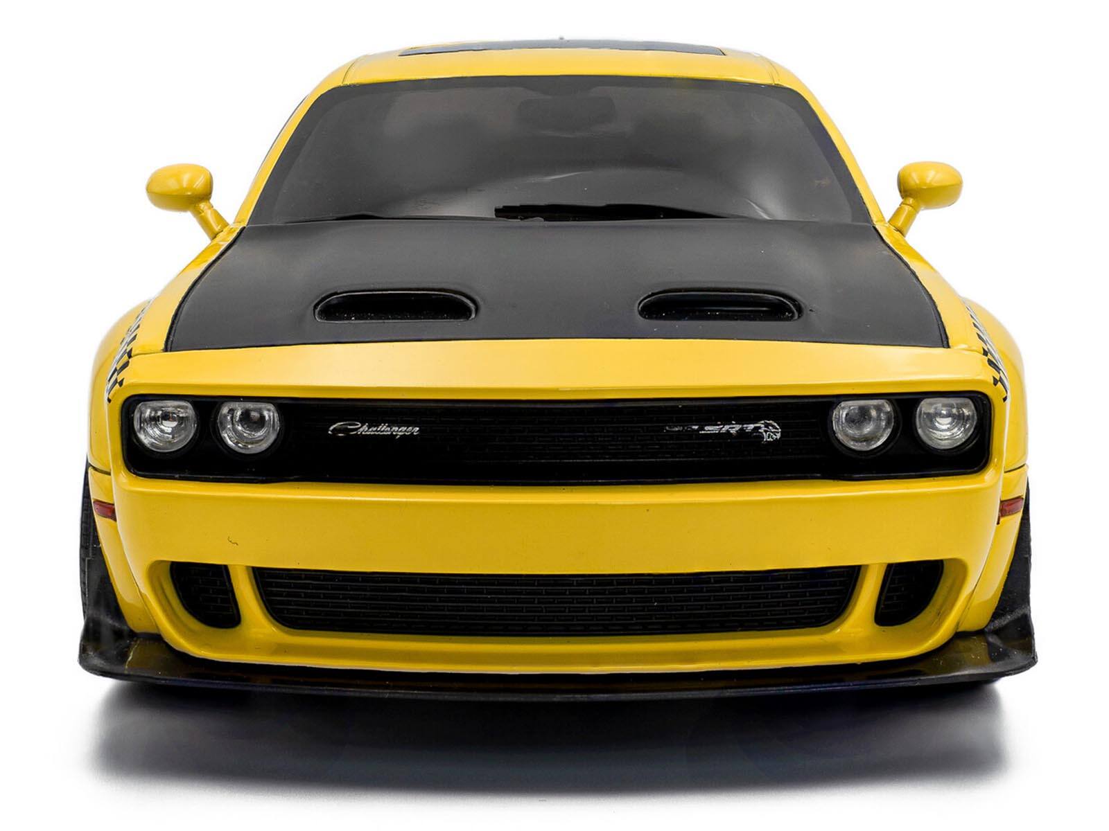 Alt View 4. Solido - 2023 Dodge Challenger SRT Hellcat Redeye Widebody Taxi Yellow with Black Hood and Graphics 1/18 Model Car by Solido.