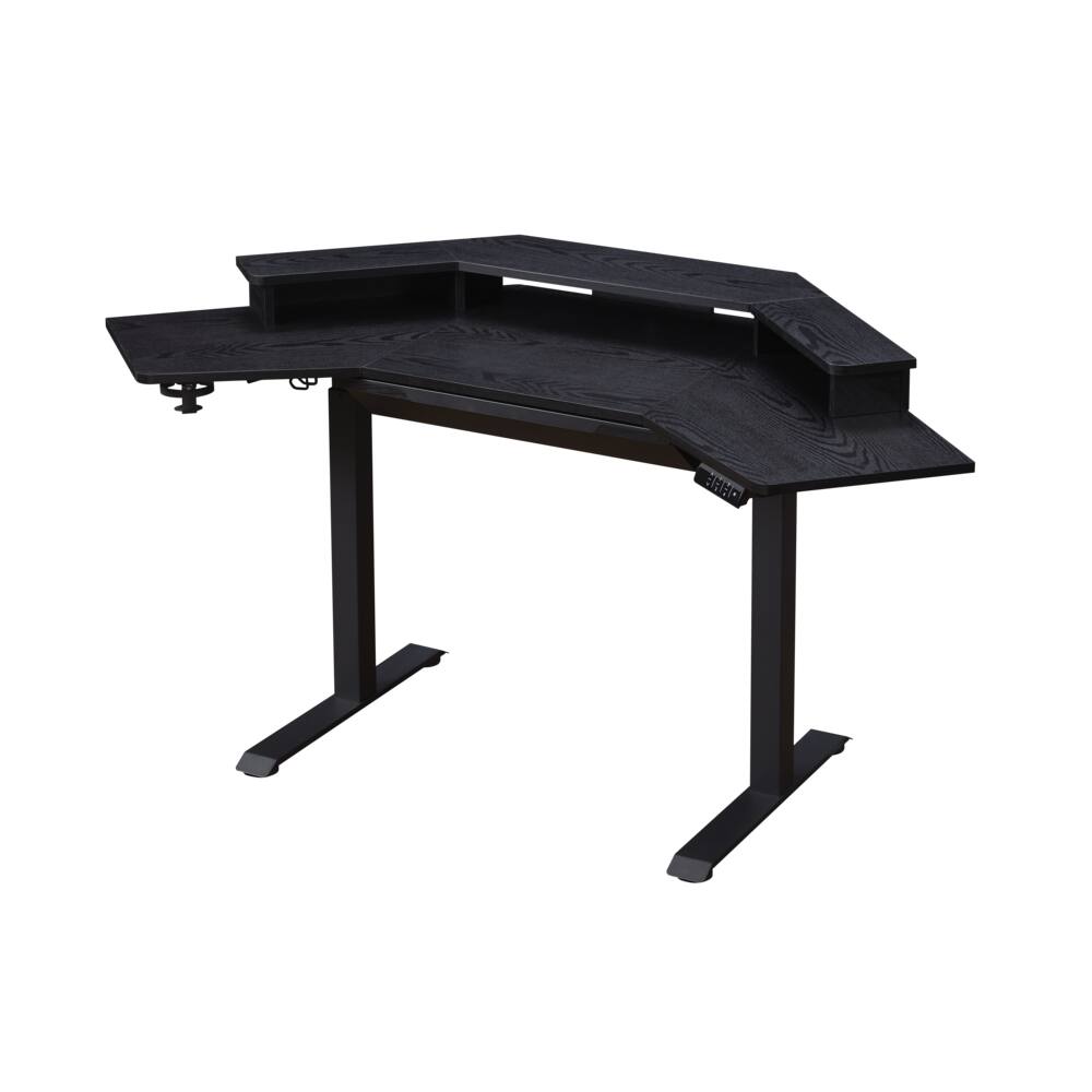 Alt View 1. KOWO - Corner Electric Height Adjustable Standing Desk With Hutch And Drawer - Black.