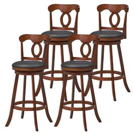 Gymax - 4 PCS Swivel Bar Stools 30 Inch Bar Height Chairs w/ Ergonomic Backrest Espresso - Espresso, Black