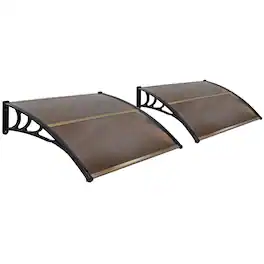 Gymax - 2 PCS 48'' x 40'' Patio Awning Canopy Outdoor Window Door Overhang Rain Protection - Coffee