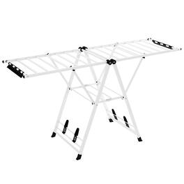 Costway - Foldable Metal Laundry Drying Rack with Height Adjustable Wings, 20 Drying Rails - White