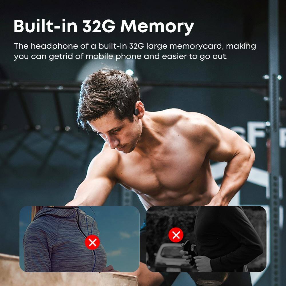 Built-in 32G Memory

The headphone of a built-in 32G large memory card, making you can get rid of mobile phone and easier to go out.