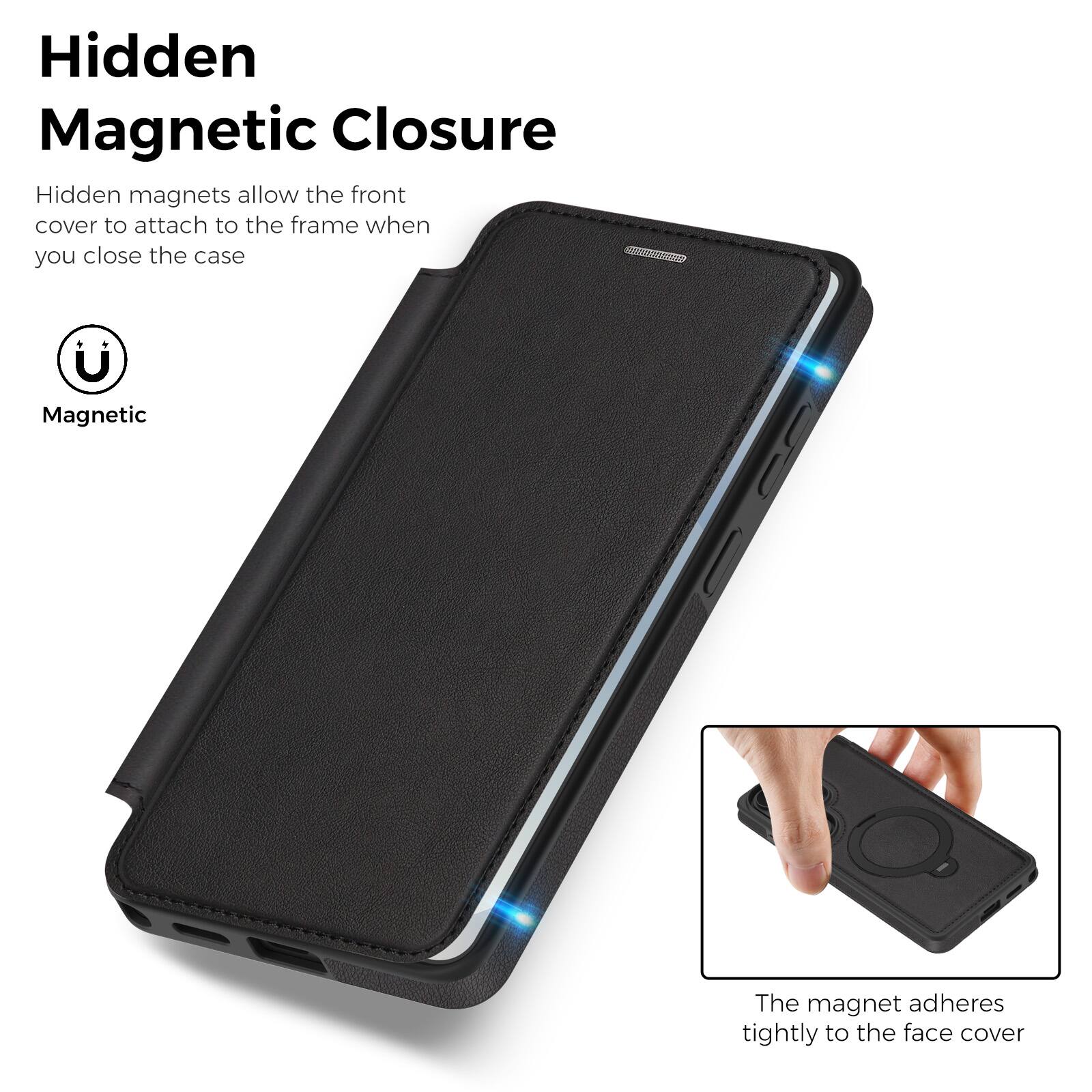 Hidden Magnetic Closure

Hidden magnets allow the front cover to attach to the frame when you close the case

Magnetic

The magnet adheres tightly to the face cover