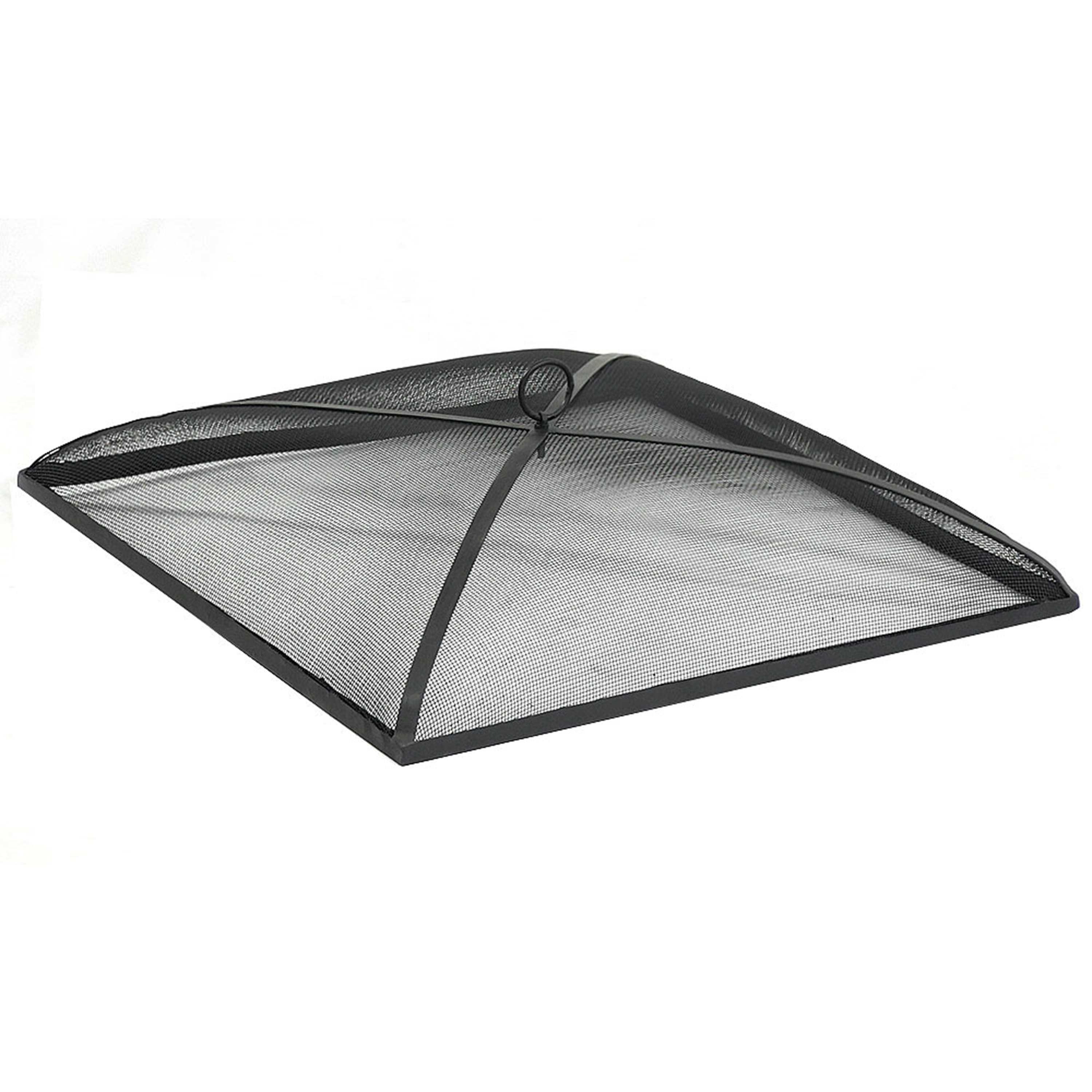 Sunnydaze - 36 in Square Steel Mesh Fire Pit Spark Screen - Black