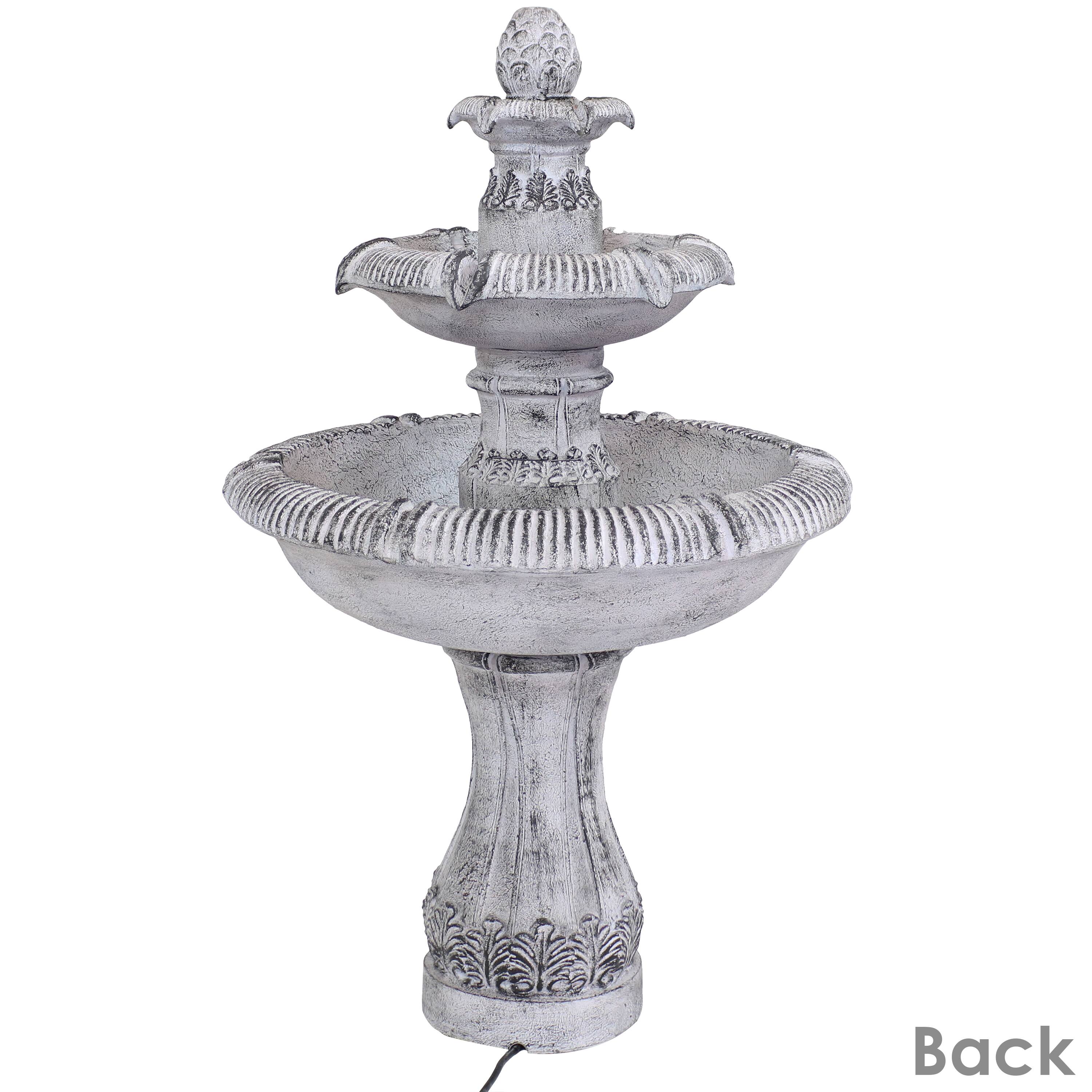 Alt View 9. Sunnydaze - Mediterranean Reinforced Concrete Outdoor 3-Tier Water Fountain - Grey.